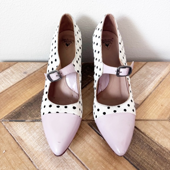 John Fluevog Malala White Pony Dot Heels, size 6 - Picture 11 of 16